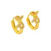 Brincos de Ouro de Areia Vietnamita Transfronteiriços Estilo Coreano Estilo Simples Linha de Diamante Brinco de Laço Design Moderno para Mulheres Joias