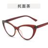 Gafas de Ojo de Gato con Espejo Plano Anti Luz Azul 2023 de Moda Ins Celebridad de Internet Montura con Estampado de Leopardo Montura de Gafas Casual Europea y Americana Cóncava