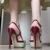 Sandalias de Nicho de Estilo Francés con Parche de Lazo Patchwork y Espalda Descubierta para Mujer 2025 Verano Nuevos Tacones Altos de Aguja con Punta