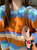 Suéter de rayas estilo coreano YS con cuello redondo, color dopamina, para mujer, nuevo otoño/invierno 2026, top de punto para capa interior para mujeres petite