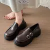 Nuevos zapatos de mujer 2026, versátiles y cómodos, no cansan, mocasines de cuero genuino con suela gruesa, zapatos pequeños de cuero estilo universitario para mujer