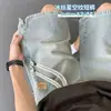 Shorts Jeans Masculino com Estampa de Céu Estrelado Cruzado Verão Fino Solto Marca Americana Tendência Capris de Cinco Pontos Retrô Masculino Algodão