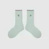 1746 calcetines infantiles al por mayor, calcetines de media caña bordados con lazo, estilo Miu girl, calcetines de algodón sin costuras con puños holgados para niñas