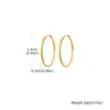 Pendientes grandes lisos geométricos de acero inoxidable estilo europeo y americano chapados en oro de 18 quilates pendientes simples para mujer multiespecificación 2 mm, 4 mm
