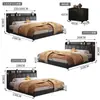 Cama de Cuero de Lujo Ligero Estilo Italiano, Cama Minimalista Moderna, Cama Grande para Dormitorio Principal de Apartamento Pequeño de 1.5m, Cama Doble, Modelo Nuevo Cama de Boda