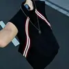 Camiseta sin mangas de retazos de colores y rayas estilo americano para hombre, con cuello Henley, chaleco deportivo de fitness para baloncesto