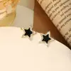Europa e Estados Unidos cruzados pequena fragrância amor gota preta óleo diamante quadrado brincos agulha de prata S925 brincos de luxo mulheres atacado