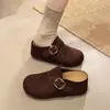 Sandalias Birkenstock de Suela Gruesa para Mujer 2026 Primavera/Otoño Nuevas Versátiles de Punta Cerrada con Hebilla Medias Pantuflas Casuales para Exteriores Pantuflas Perezosas