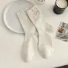 Calcetines Finos de Verano Lindos con Lazo para Mujer, Borde de Burbuja, Accesorios Estilo Universitario, Zapatos Pequeños de Cuero de Nicho, Calcetines Flojos