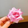 Grampo de cabelo rosa de celebridade da internet, grampo lateral de fada para fotos, grampo de bico de pato com flor para menina elegante em férias na praia