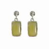 Pendientes de ópalo cuadrado verde con pasador de plata S925 2023 nueva moda simples versátiles pendientes de temperamento para mujer