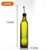 Botella cuadrada de vidrio verde oscuro para aceite 500ml Botella marrón para aceite de oliva botella para salsa de soya vinagre traje olla de vidrio para aceite fabricante