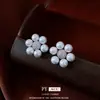 Pendientes Retro Franceses de Plata con Zirconia y Perla, Lujo Ligero, Pendientes de Moda de Gama Alta, Pendientes Exquisitos y Elegantes para Mujer, Estilo de Nicho