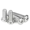 Parafusos de máquina com cabeça panela cruzada em aço inoxidável 304, tamanhos M3 a M6, fornecidos diretamente pelo fabricante, resistentes à ferrugem e à corrosão.