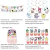 Conjunto de decoração de mesa para festa de aniversário com tema Sanrio transfronteiriço com pratos de papel, guardanapos de papel e toalha de mesa Hello Kitty