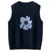 Chaleco Lana de Cabra Cachemir Mujer Otoño Invierno Nuevo Estilo Petite Lana de Cabra Cachemir Tejido Floral Rejuvenecedor Temperamento Chaleco Cardigan Sin Mangas