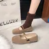 Zapatos Esponjosos Estilo Coreano Mary Jane Planos para Mujer 2026 Otoño/Invierno Nuevo Estilo Hada Correa Única Aumento de Altura Interior Planos con Más Terciopelo