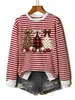 Amazon eBay site independente nova moda personalizada feminina estampa de leopardo árvore de Natal luz pendente estrela de cinco pontas listrada moletom