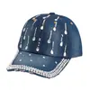 Gorra de Béisbol Deportiva Popular Unisex Transfronteriza con Forma de Gota de Agua 3D y Adornos de Pedrería, Sombrero de Sol Estilo Vintage para Viajes y Vacaciones
