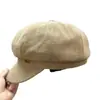 Sombrero Octagonal Estilo Nuevo para Mujer en Primavera, Otoño e Invierno, Gorra de Boina de Moda, Gris Negro Casual
