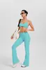 Conjunto de yoga de 2 piezas ZORAdfyne con sujetador de cuello halter y pantalones acampanados, conjunto deportivo para mujer completamente mate