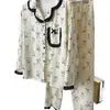 Pijama de Bolinhas com Laço para Mulheres, Primavera e Outono, Renda, Manga Longa, Estilo Japonês, Conjunto de Roupa para Casa para Estudantes, Pode Ser Usado Fora, Estilo Menina