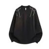 Camiseta casual de manga larga con cuello redondo para hombre G-stone, con pespunte en los hombros, corte holgado, hombros caídos, top moderno