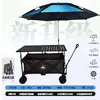 Carro de camping premium para picnics al aire libre con tablero de mesa, plegable y compacto, adecuado para uso en coche y montaje de puestos a gran escala