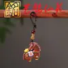 Cavalo Pintado Jacarandá Esculpido Cavalo do Zodíaco Chaveiro Pingente Arte Ming Xian Yuan DIY Acessório Criativo para Bolsa para Homens e Mulheres