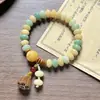 Pulsera de Bodhi con Cuentas de Ábaco Rosa Melocotón, Estilo Chino Versátil de Doble Círculo con Cuentas Budistas, Pulsera Fresca y Suave para Envolver el Dedo para Mujeres