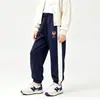 Pantalones de otoño para niños, estilo coreano, nuevos pantalones largos casuales para niñas, tallas medianas y grandes, pantalones deportivos de chándal bordados con bloques de color, pantalones para niños
