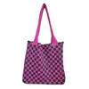 Bolso de Mano al Hombro, Bolso de Gran Capacidad, Bolso Tote para Mujer, Bolso de Compras Tejido Versátil, Bolso Cuadros Tejido de Lana Casual