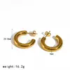 Los nuevos pendientes de acero inoxidable chapados en oro de 18 quilates de Tingduo son sencillos, únicos y tienen un aspecto de alta gama.. Los pendientes en forma de C son accesorios que no se decoloran.