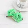 Peine para el cabello de terciopelo rosa transfronterizo, Pasador de pelo vintage para novia, Accesorio para el cabello de doble flor artificial con borde enrollado color burdeos para mujer