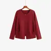 Top de punto para mujer talla grande, cuello redondo, con abertura lateral, estilo casual holgado, base, estilo invierno 2026, tejido de punto para tallas grandes, 23598