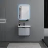Gabinete de Baño Montado en Pared Aleación de Aluminio Cerámica Cuenca Integrada Cajón Puerta Abierta Espejo Simple Gabinete Lavabo Montado en Pared Almacenamiento