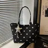 2026 Bolso de Mano Casual Estilo Ins de Gran Capacidad con Lunares Fresco y Artístico Bolsa de Compras Ecológica Bolsa de Lona para Mujer