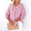 Camisa Feminina de Primavera e Outono, Cor Sólida, Manga Longa, Caimento Solto, Plissada, Algodão Puro, Pulôver 2026, Blusa de Botão, Moda Europeia e Americana
