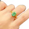 Anillo de Esmeralda Natural al por Mayor de Fábrica Plata S925 Incrustado Piedra Principal 7*9 Joyería de Lujo Venta Directa de Fábrica Piedra Preciosa