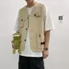 Chaleco para hombre estilo coreano moderno multibolsillos ropa de trabajo estilo funcional chaleco sin mangas chaleco top versátil