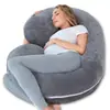 Almohada de Embarazo, Almohada Corporal de Maternidad con Funda de Terciopelo, Almohada para Dormir Forma de C para Mujeres Embarazadas