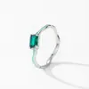 Anillo de Cubo de Azúcar Verde Oliva Bosque de Plata de Ley 925 para Mujer, Anillo de Dedo Índice de Moda de Lujo Ligero con Resina Esmaltada Verde Fresco