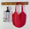 Bolso Tejido Chic Casual Gran Capacidad Hilo de Algodón Calado Bolso de Paja Estilo Perezoso Bolso de Hombro Único Bolso de Playa Vacaciones para Mujer