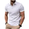 Camisa Polo de Color Sólido de Manga Corta para Hombre de Comercio Exterior Europeo y Americano Camisa Polo Casual de Negocios al Aire Libre con Cuello y Botones