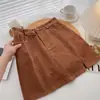 Falda de Pana de Tiro Alto Ajustada a la Cadera para Mujer, Nueva Moda Coreana Otoño 2025 Retro Trendy Falda Corta de Línea A