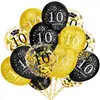 Set de Globos con Confeti Negro Dorado para 16 18 30 40 50 60 Años Combinación Decoración para Fiesta de Cumpleaños de Adultos
