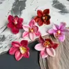 Flor de Simulación Impresión 3D Cabeza de Flor de Orquídea Celebridad de Internet Souvenir Tocado Decoración de Ropa Exquisitos Accesorios de Flores Falsas Venta al por Mayor