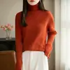 Cuello apilado casual perezoso color liso simple versátil versión de manga larga básico práctico otoño e invierno temperamento prenda interior superior mujer