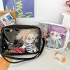 Linda Bolsa Doble de Muñeco de Dibujos Animados Muñeco de Algodón PU Bandolera Bolsa Transparente para Dolor Muñeco de 20 cm Bolsa de Hombro de 15 cm