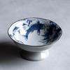 Prato Alto Chinês Prato de Frutas Porcelana Azul e Branca Retrô Prato de Cerâmica para Lanches Prato de Frutas Sala de Estar Doméstica Prato Simples de Buda